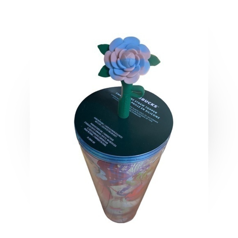 Starbucks Holiday 2023 Rose Flower Straw Topper Iridescent Venti Cold Cup New